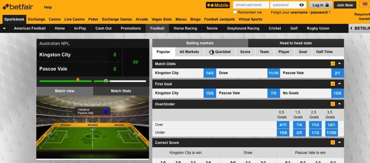 Betfair Live Betting