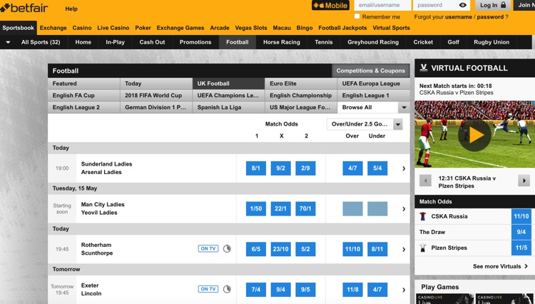 Betfair Sports Screenshot