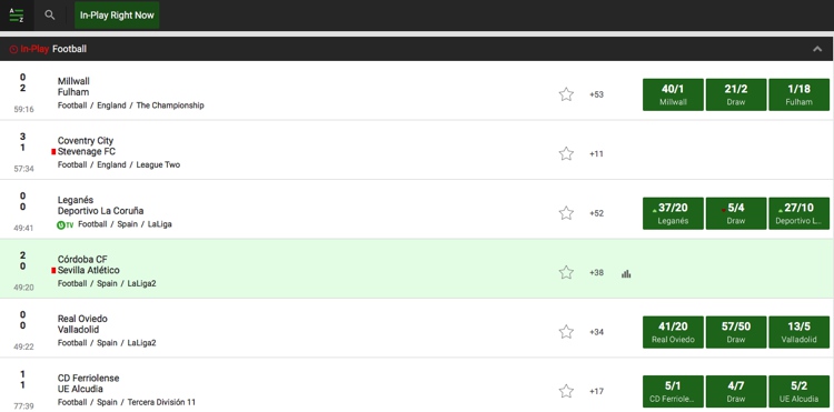Unibet In Play Betting