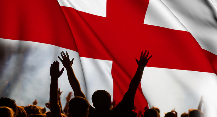 England Flag with Celebrating Fan