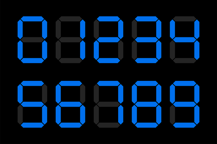 Blue Digital Numbers