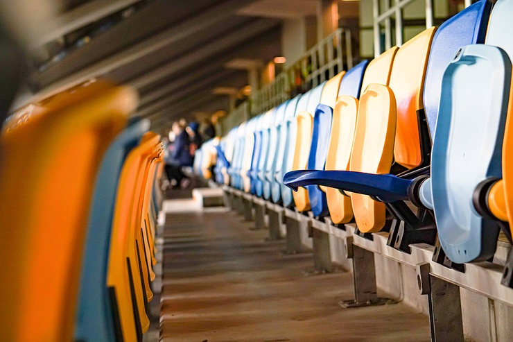 Blue and Yellow Stadium Seats