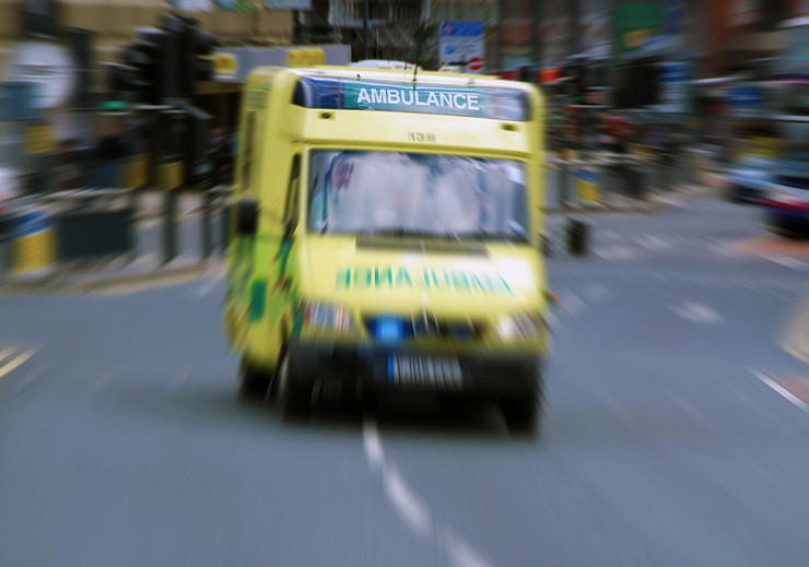 Ambulance on Street Blurred