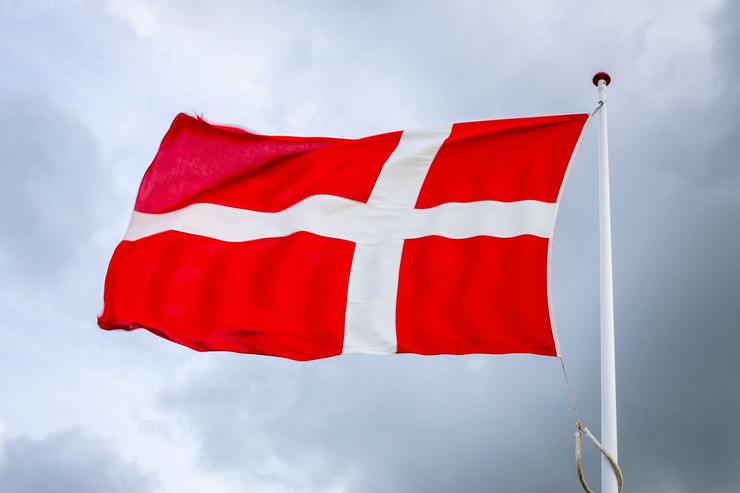 Danish Flag Against Grey Sky