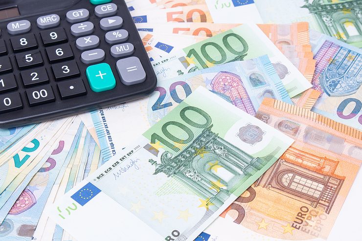 Euro Banknotes and Calculator