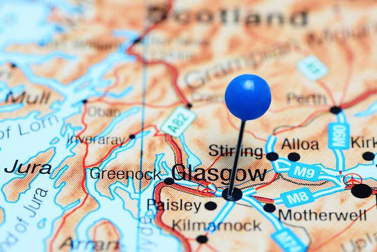 Glasgow Map Blue Pin
