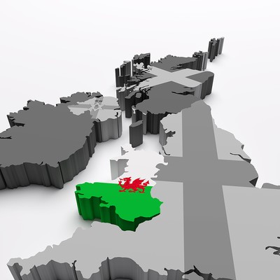 3D Map of Wales Within UK