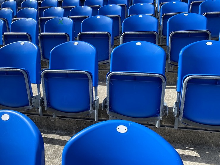 Empty Blue Folding Stadium Seats