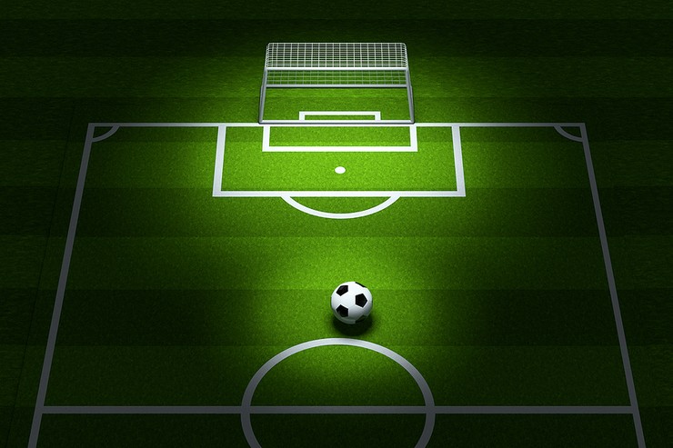 3D Miniature Football Pitch with Penalty Area Highlighted