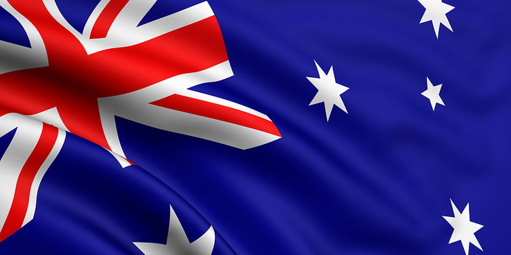 Australian Flag Waving Close Up