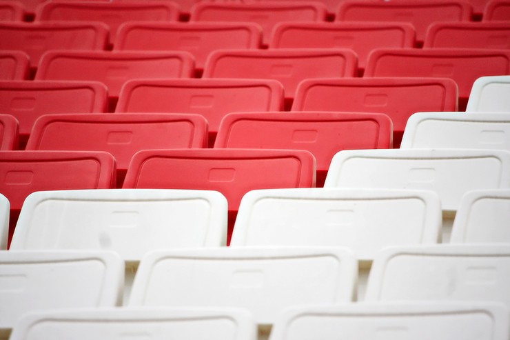 Red and White Stadium Seats Close Up