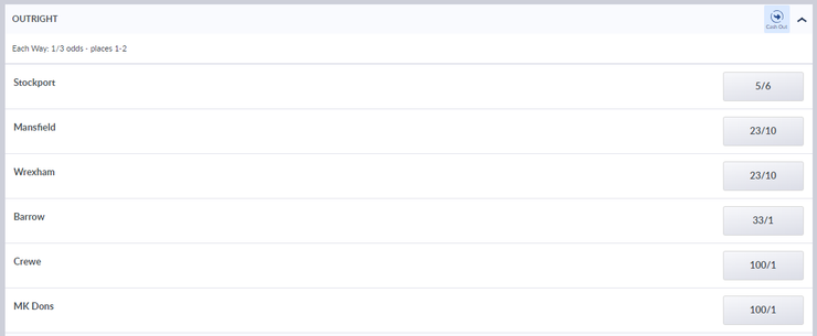 Coral League Two Outright Betting