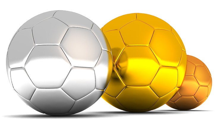 Silver, Gold and Bronze Footballs