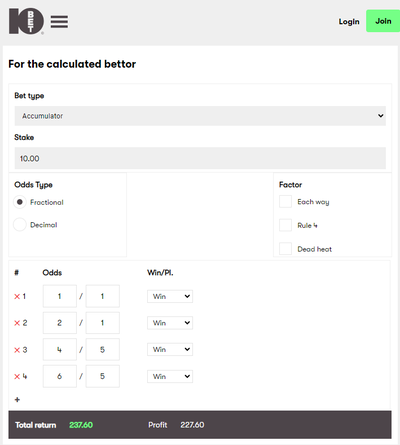 10bet Bet Calculator