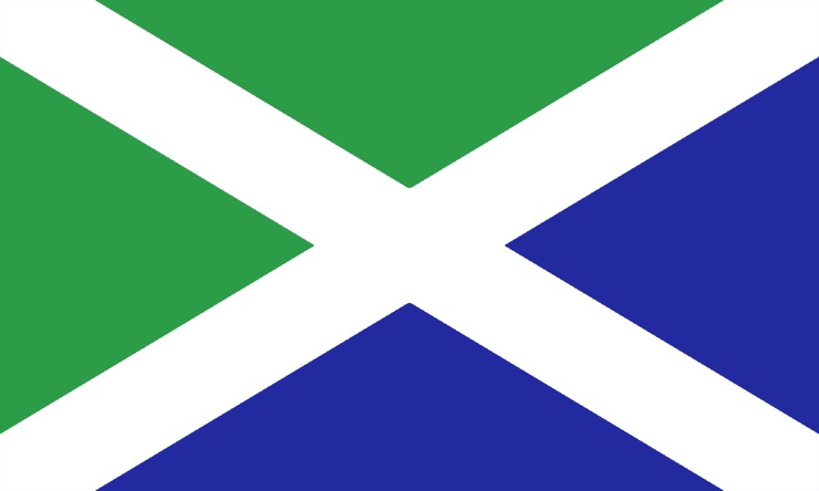 Green and Blue Saltire Flag